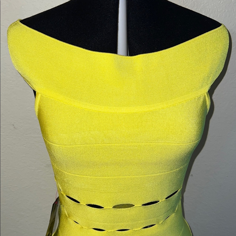 Bebe Yellow Off-Shoulder Dress